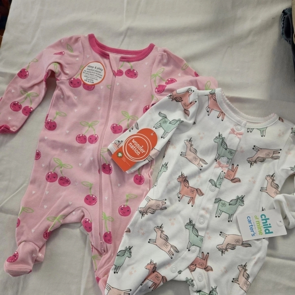 NWT- 2 Child of Mine by Carter's And Wonder Nation Newborn Sleepers